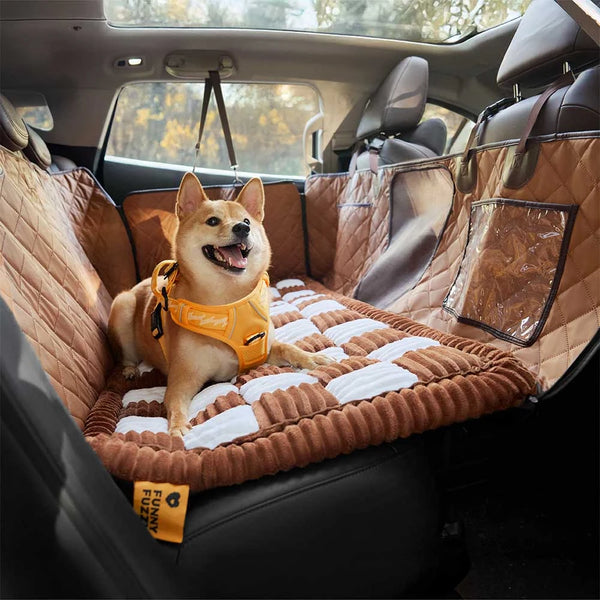 Cozy Plaid Non-Slip Dog Bed Mat for Car Seat Extender