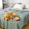All-Season Lightweight Breathable Cotton Waffle Throw Blanket for Pets & People