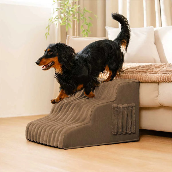 2 in 1 Fluffy Plush Sponge Detachable Pet Stair＆Bed - CreamyRamp