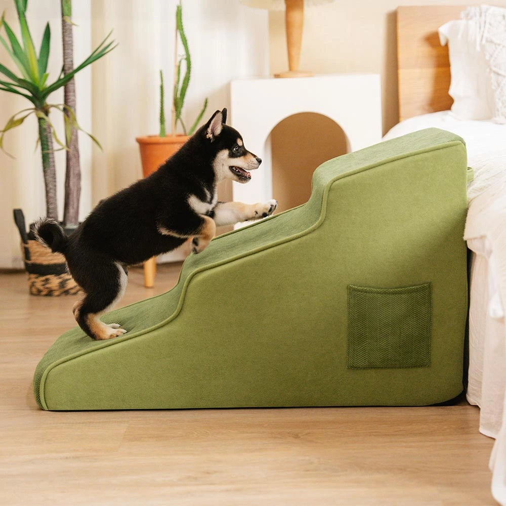 Chenille Extra Wide Non-Slip Removable Sponge Pet Stairs - SafeRamp