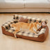 Vintage Plaid Plush Orthopedic Dog Sofa Bed with Pillows - CozyLuxe