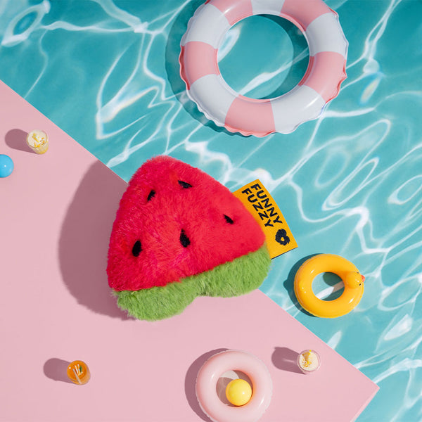 FUNNYFUZZY Summer JuicyBite Plush Squeaky Dog Toy – Watermelon