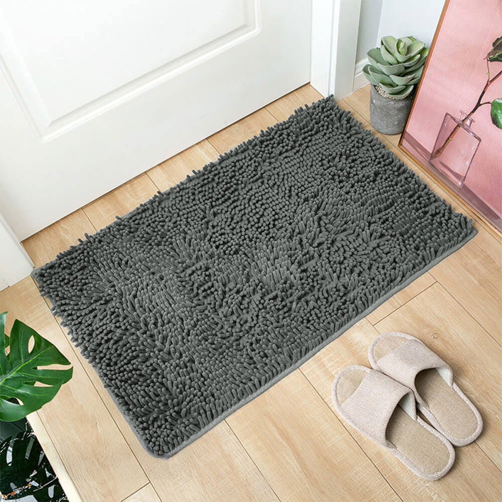 Ultra-Absorbent Non-Slip Chenille Front Door Mat for Muddy Dog Paws