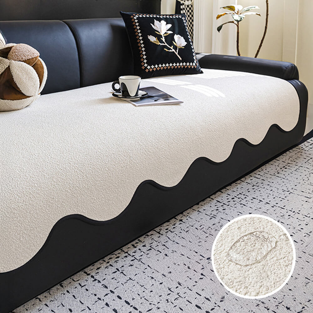 Waterproof Teddy Fleece Non-Slip Straight Couch Cover