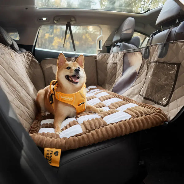 Cozy Plaid Non-Slip Dog Bed Mat for Car Seat Extender