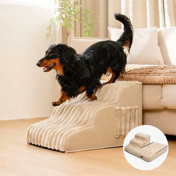 2 in 1 Fluffy Plush Sponge Detachable Pet Stair＆Bed - CreamyRamp