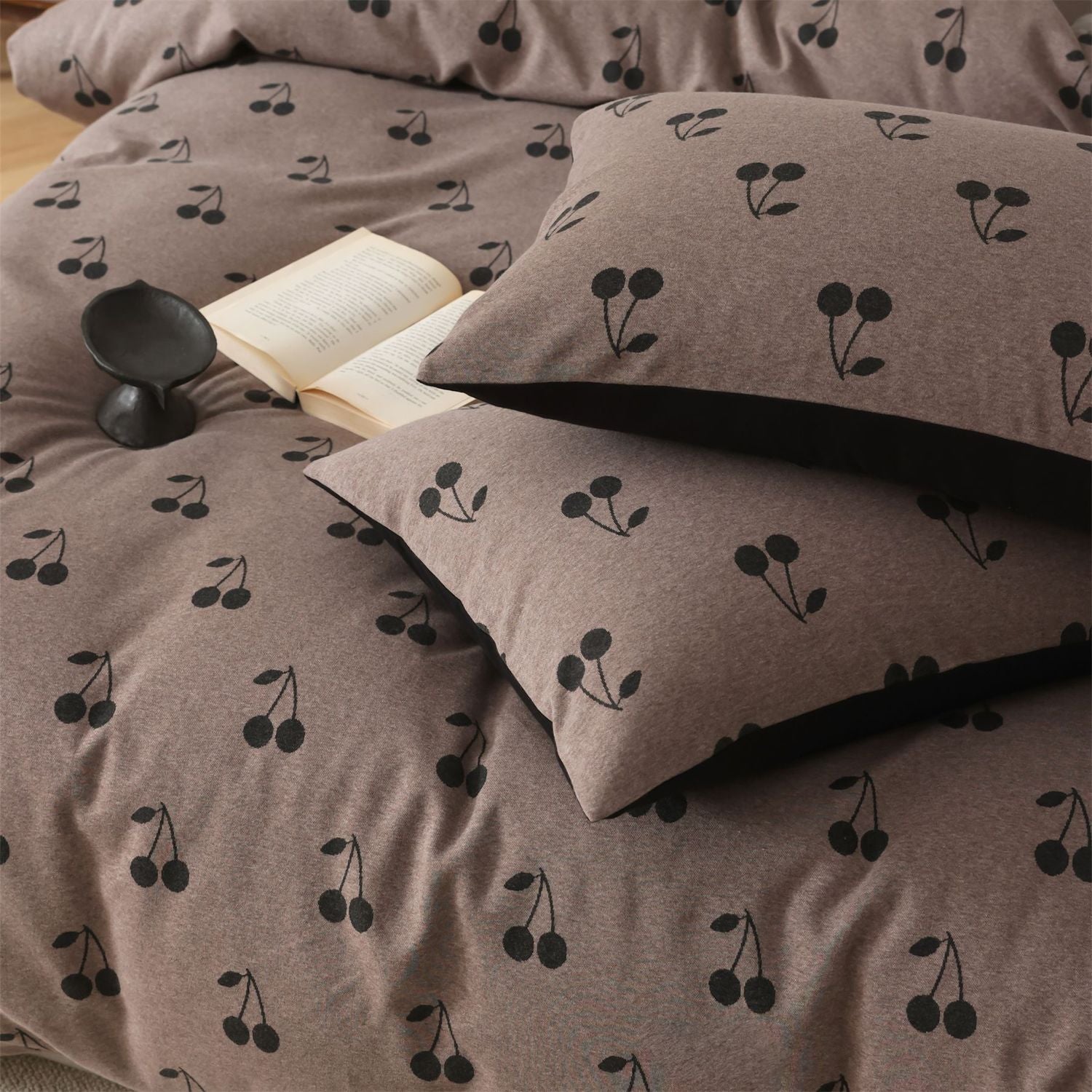 Cute Puppy Jacquard Knit Cotton Duvet Cover Bed Sheet Set