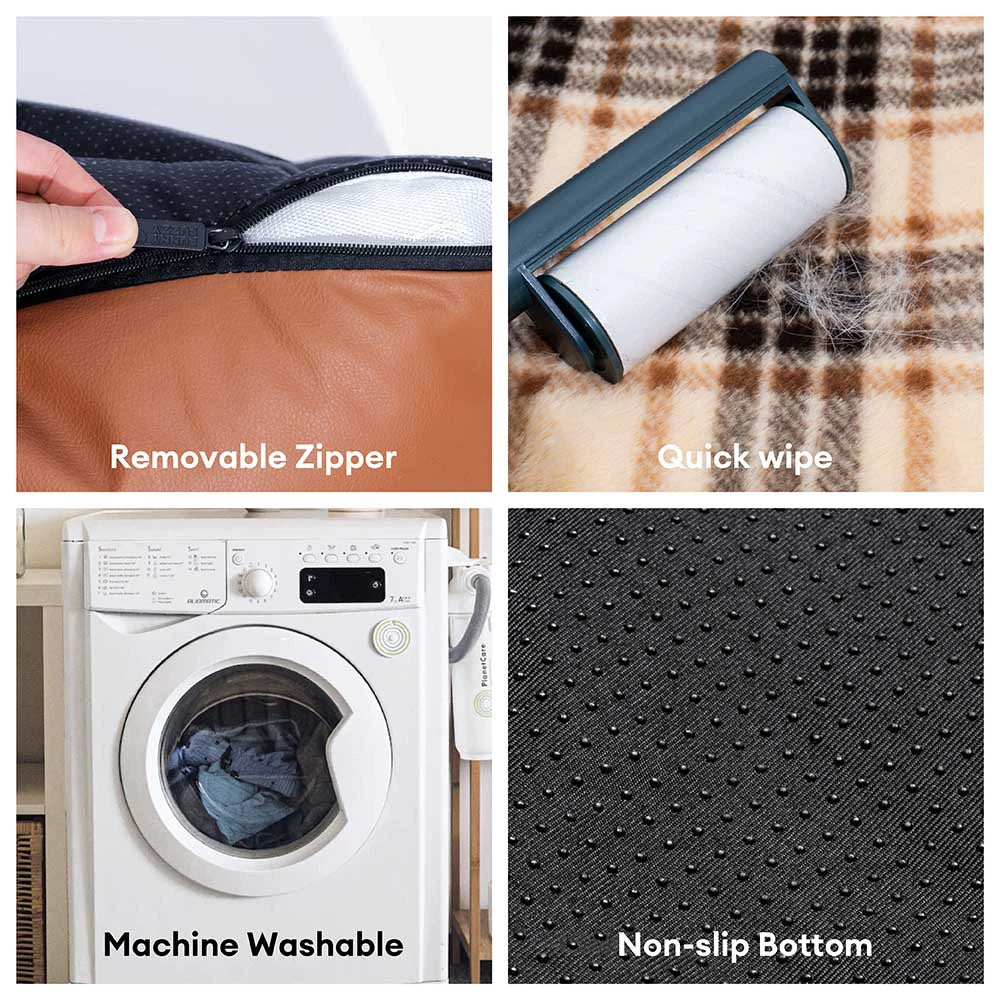 Vintage Plaid Plush Orthopedic Dog Sofa Bed with Pillows - CozyLuxe