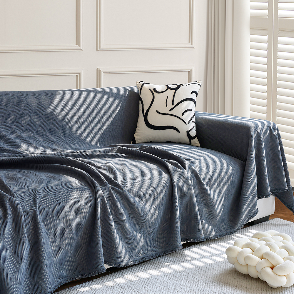 Diamond-Pattern Chenille Cat-Scratch Resistant All-Season Throw Couch Cover
