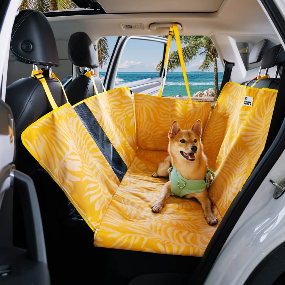 Wasserfester Hunde-Rücksitzbezug mit Areca-Palmen-Print – tropischer Charme