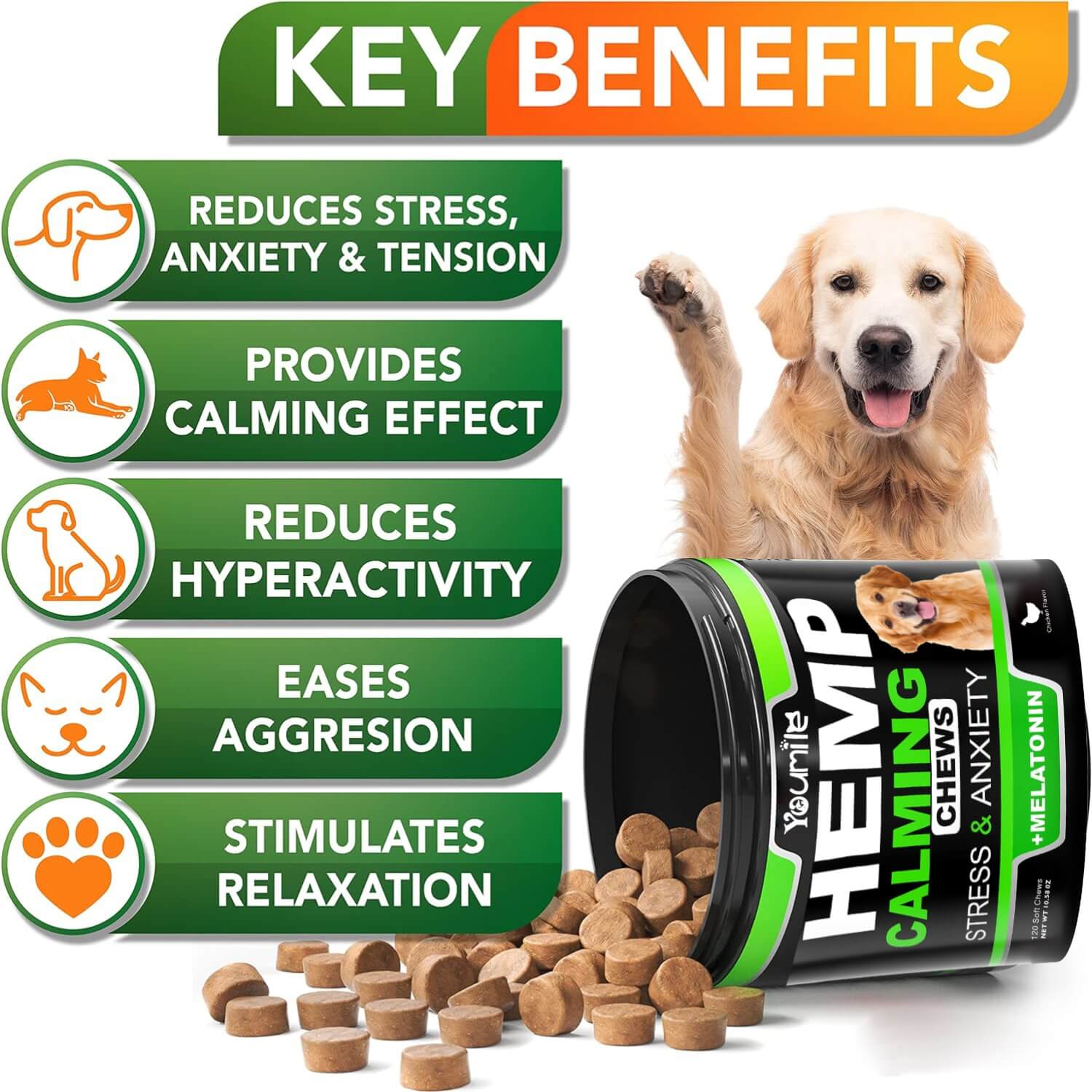 Calming Soft Chews for Dogs - Reduces Anxiety, Storms and Separation Stressand