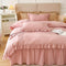 Elegant Bow-Decorated Milk Velvet Comfort Bed Sheet Set with Bed Skirt