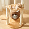 All-Season Natural Rattan Woven Cat Bed Solid Wood Large Cat Tree