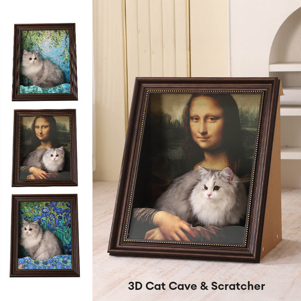 Classic Oil Painting Art-Inspired Decor 3D Cat Scratcher Cat Bed