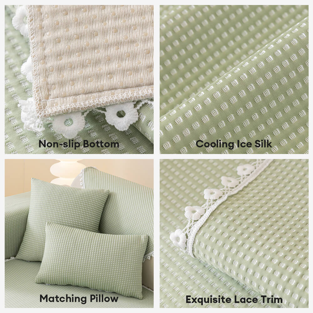 Cooling Pad Design with Delicate Lace Trim and Icy Touch Couch Cover