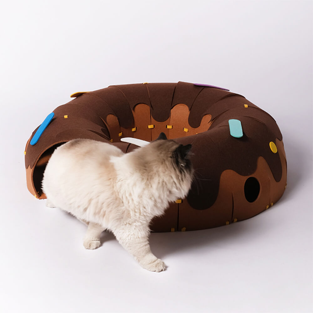 Donut-Shaped Felt Play Tunnel for Cats – Fun and Cozy Cat Tunnel