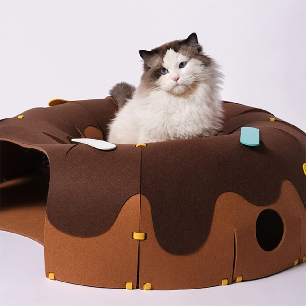 Donut-Shaped Felt Play Tunnel for Cats – Fun and Cozy Cat Tunnel
