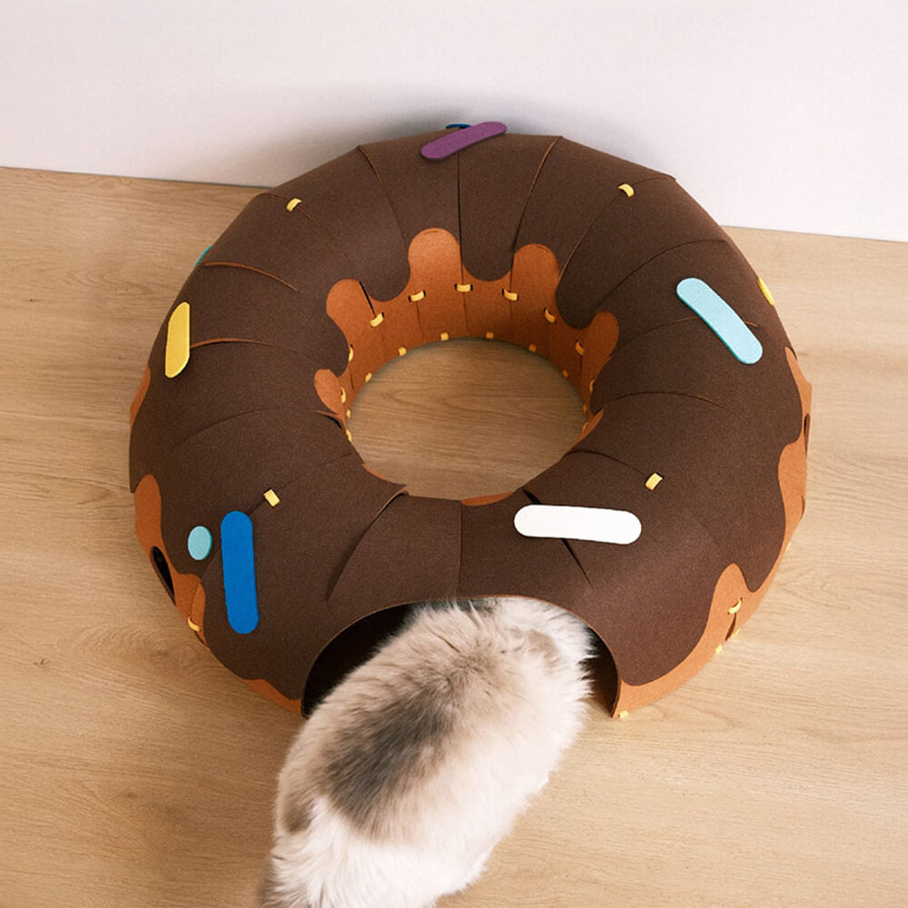 Donut-Shaped Felt Play Tunnel for Cats – Fun and Cozy Cat Tunnel