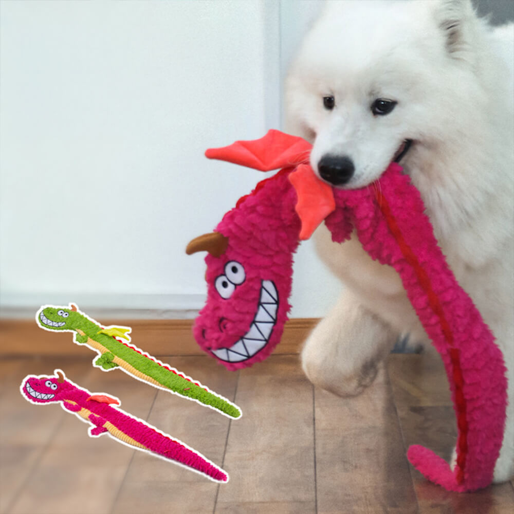 Interactive Crinkle Dragon Tug Toy for Dogs – Squeaky Chew & Pull Dog Toy
