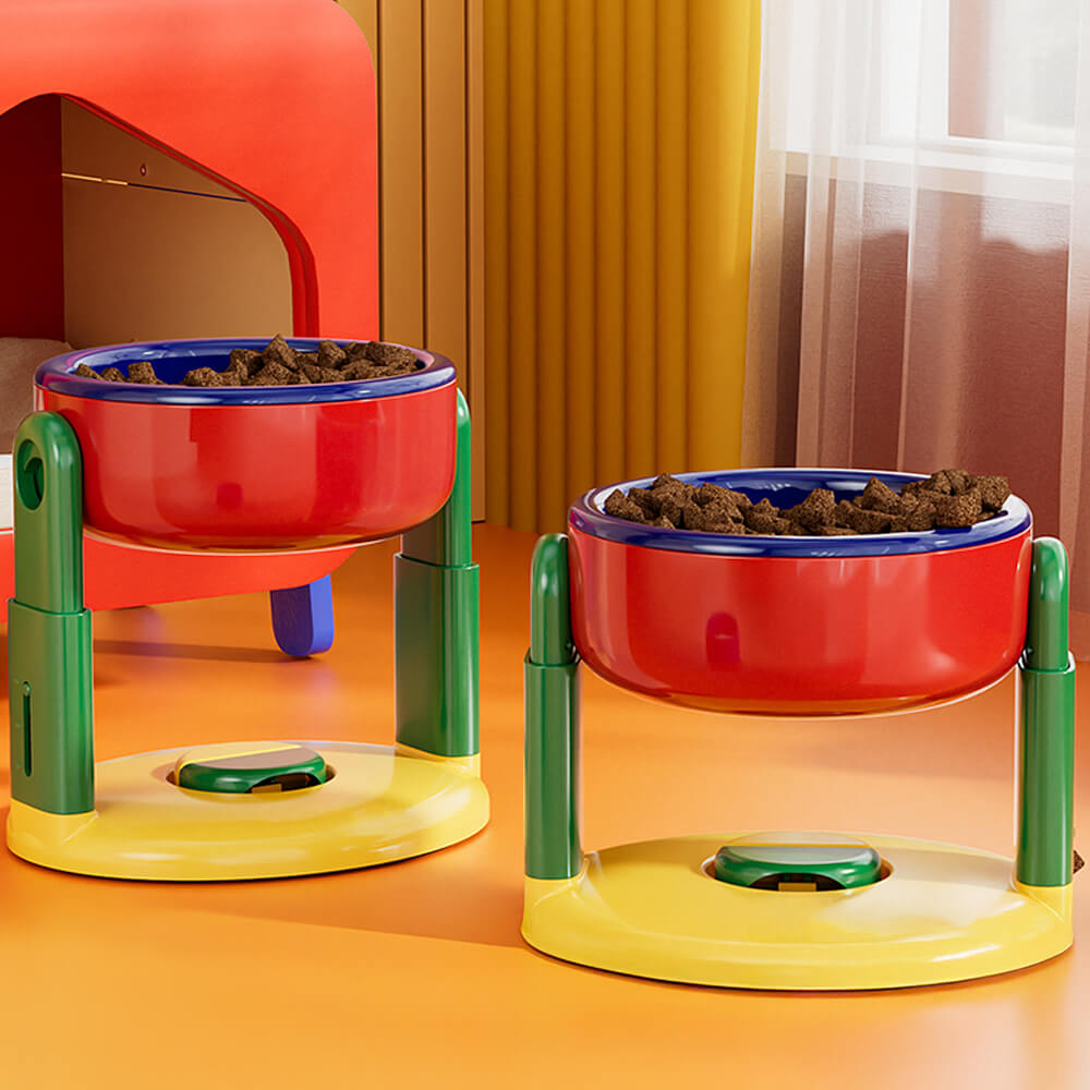 Neck Protection Adjustable Raised Pet Bowl with Anti-Slip Suction Base