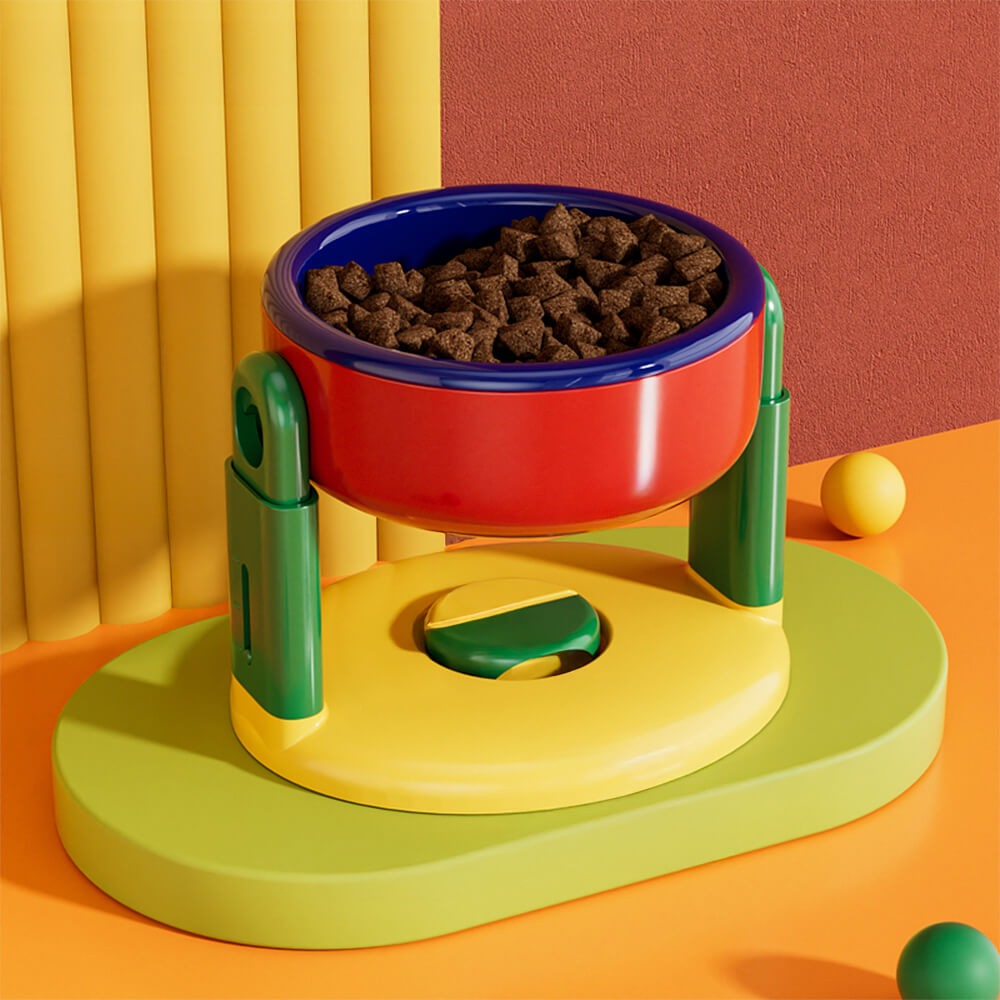 Neck Protection Adjustable Raised Pet Bowl with Anti-Slip Suction Base