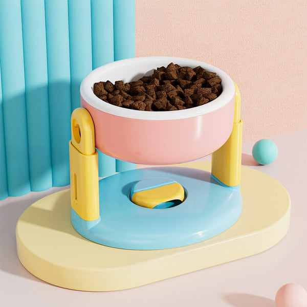 Neck Protection Adjustable Raised Pet Bowl with Anti-Slip Suction Base