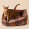 Plaid Expandable Soft Reversible With Horn Button Dog & Cat Bed