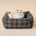 Plaid Expandable Soft Reversible With Horn Button Dog & Cat Bed