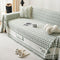 Retro Gingham Pattern Chenille with Decorative Tassels Throw Couch Cover