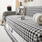 Retro Gingham Pattern Chenille with Decorative Tassels Throw Couch Cover