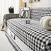 Retro Gingham Pattern Chenille with Decorative Tassels Throw Couch Cover
