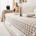 Retro Gingham Pattern Chenille with Decorative Tassels Throw Couch Cover