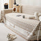 Retro Gingham Pattern Chenille with Decorative Tassels Throw Couch Cover