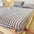 Vertical Stripe Thickened Faux Rabbit Fur Mattress Protector Fitted Sheet