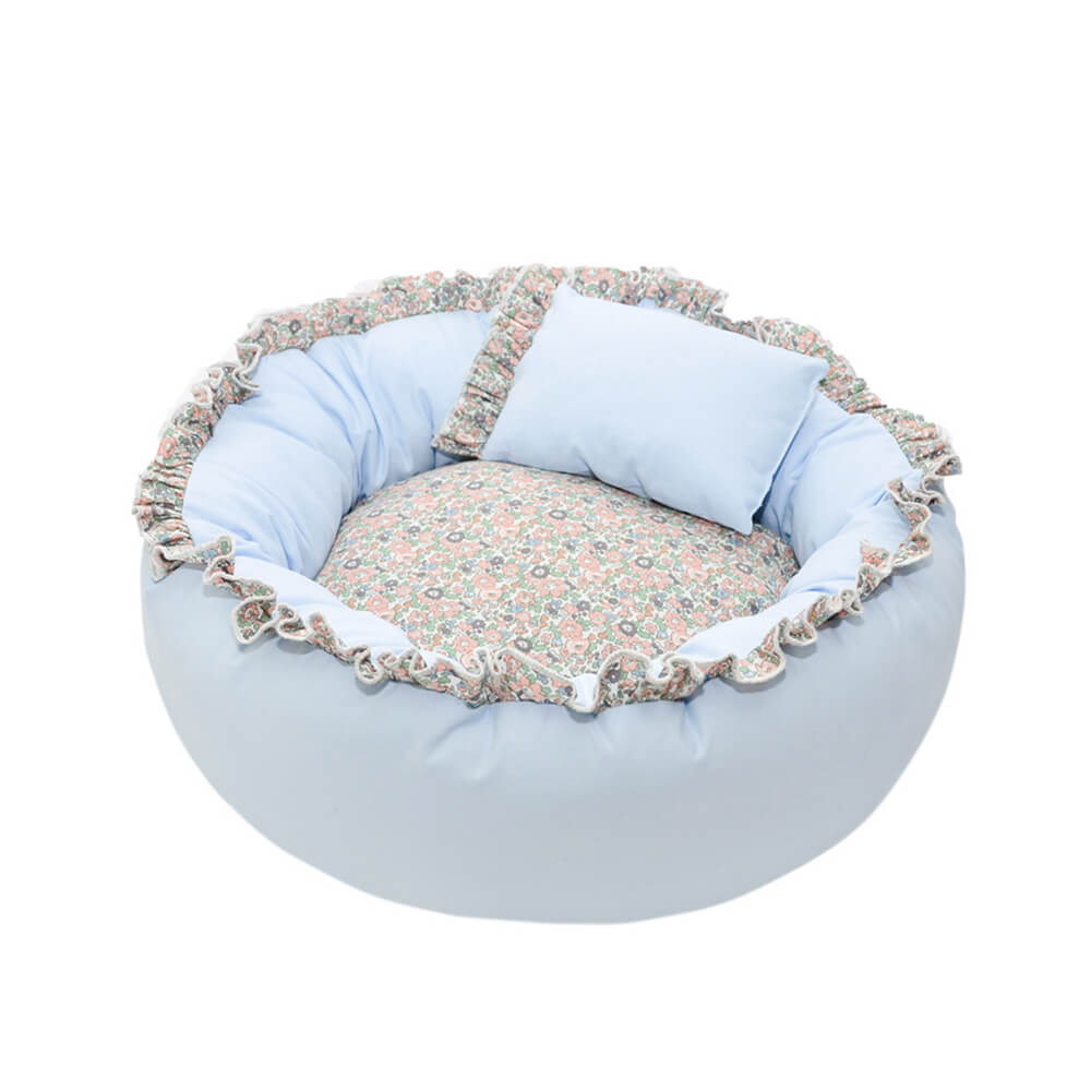 Vintage Pastoral Floral Cozy Round Cat Bed