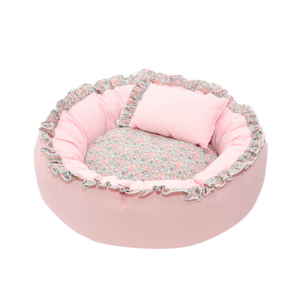 Vintage Pastoral Floral Cozy Round Cat Bed
