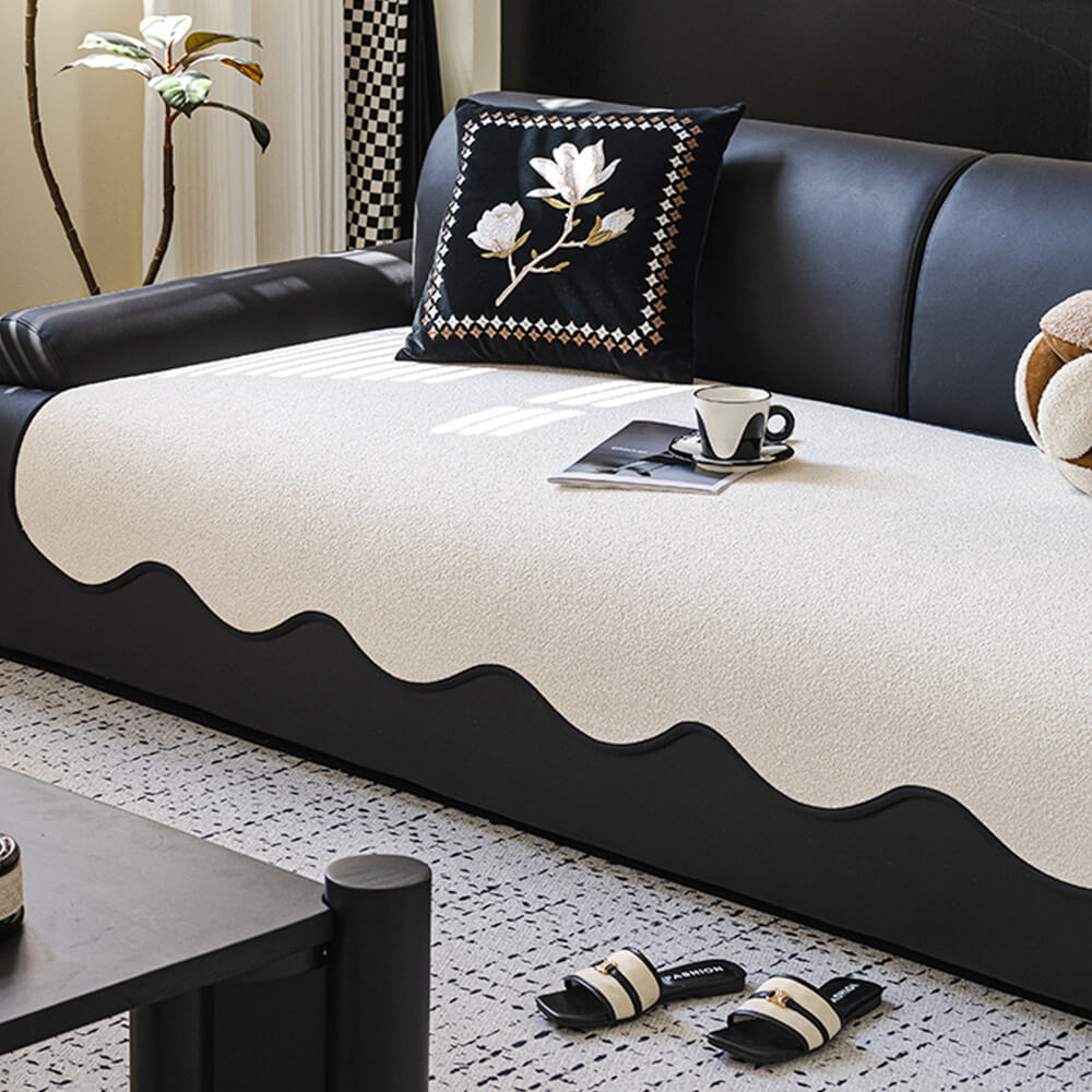 Waterproof Teddy Fleece Non-Slip Straight Couch Cover