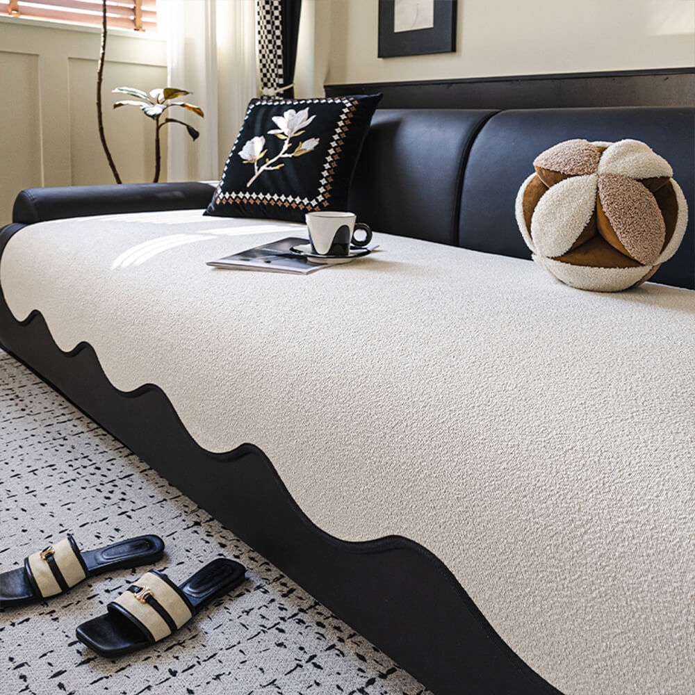 Waterproof Teddy Fleece Non-Slip Straight Couch Cover