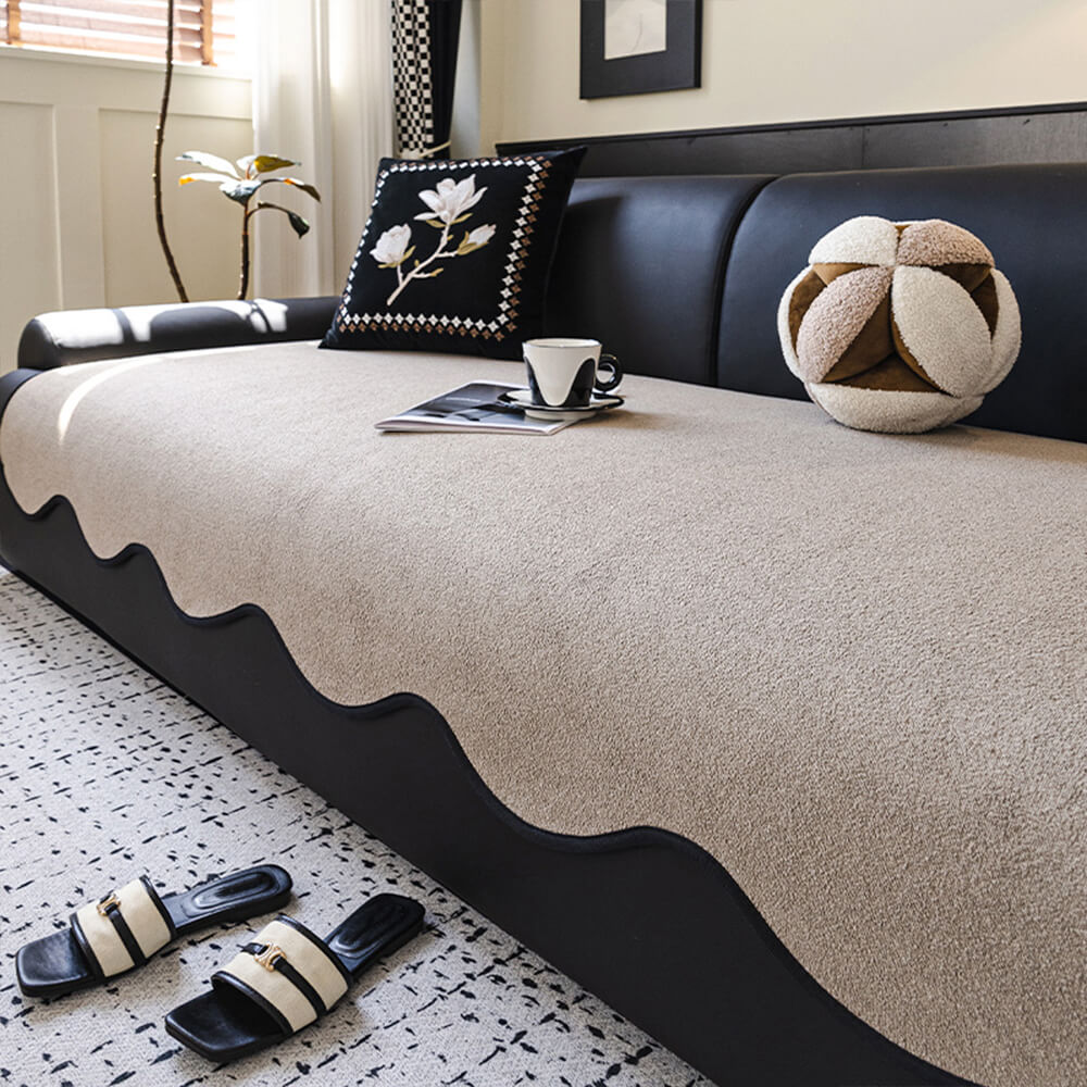 Waterproof Teddy Fleece Non-Slip Straight Couch Cover