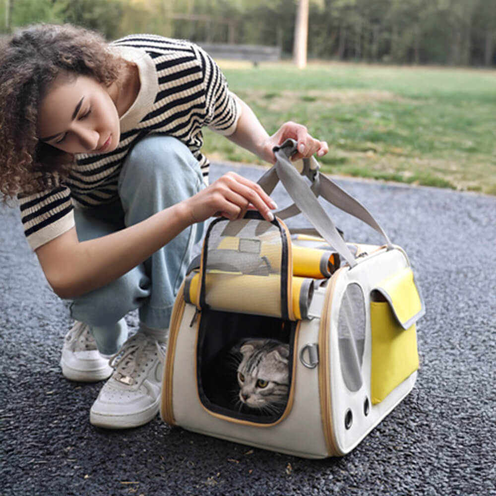 Comfortable Handle and Breathable Side Pocket Cat Carrier Bag