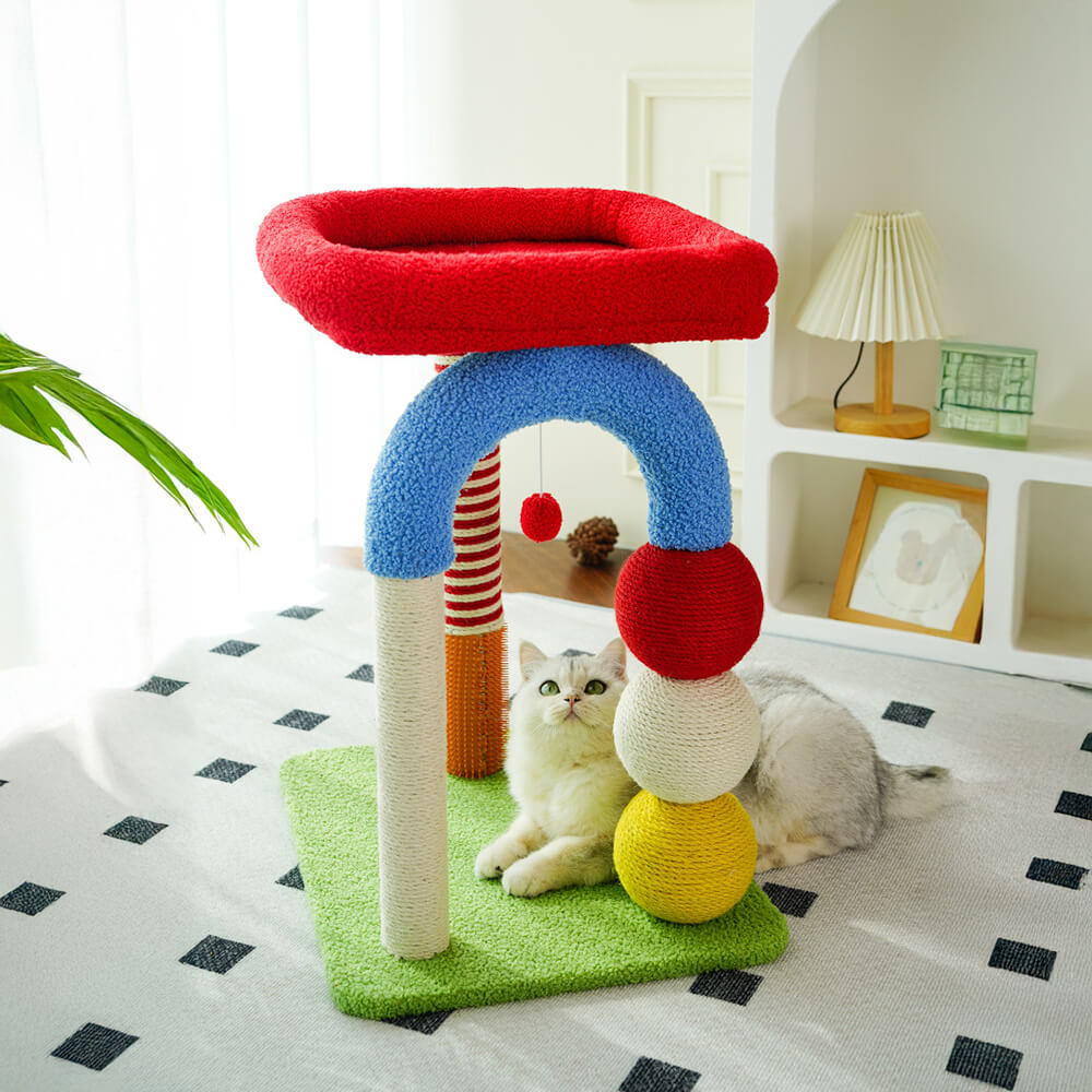 Colorful U-Shaped Multi-Layer Sisal Cat Tree