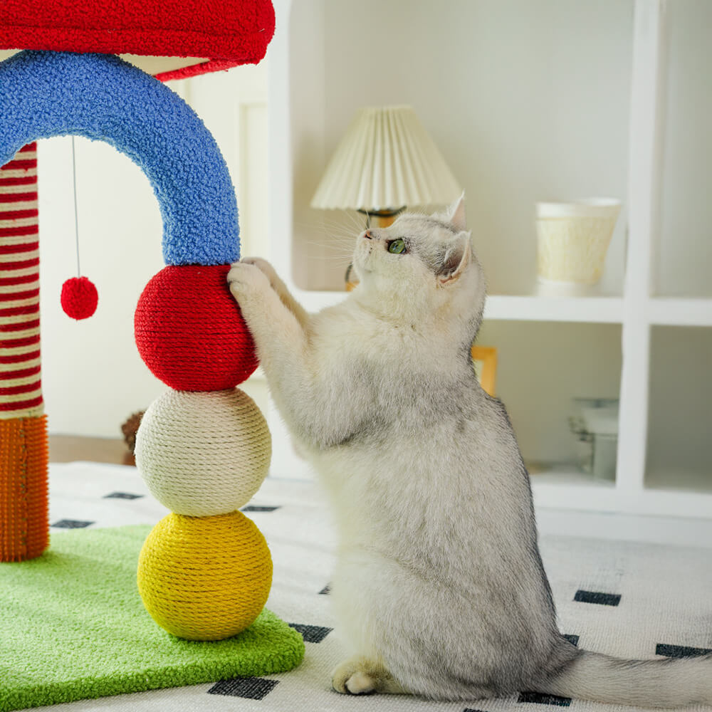 Colorful U-Shaped Multi-Layer Sisal Cat Tree