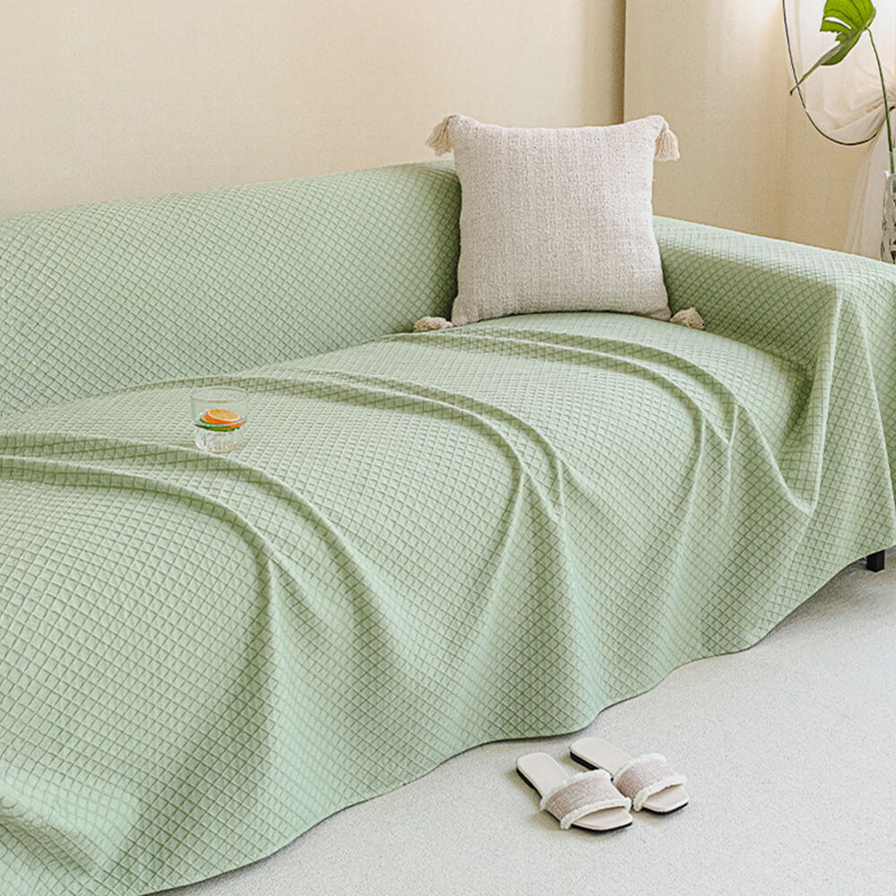 Cooling Ice Silk Grid Design Texture Throw Couch Cover