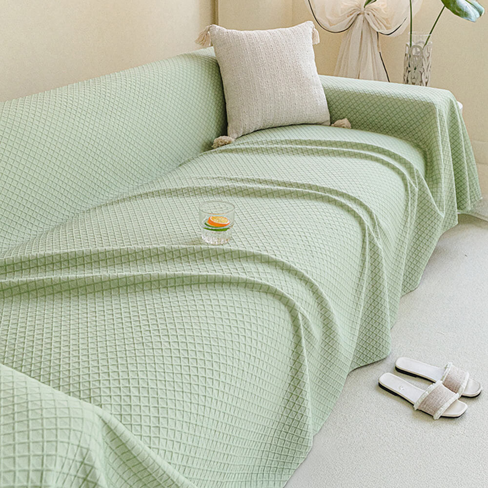 Cooling Ice Silk Grid Design Texture Throw Couch Cover