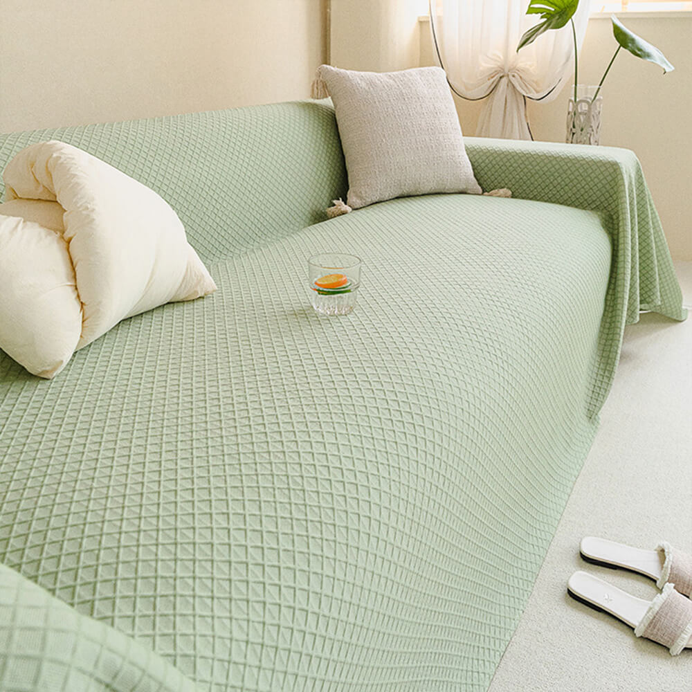 Cooling Ice Silk Grid Design Texture Throw Couch Cover