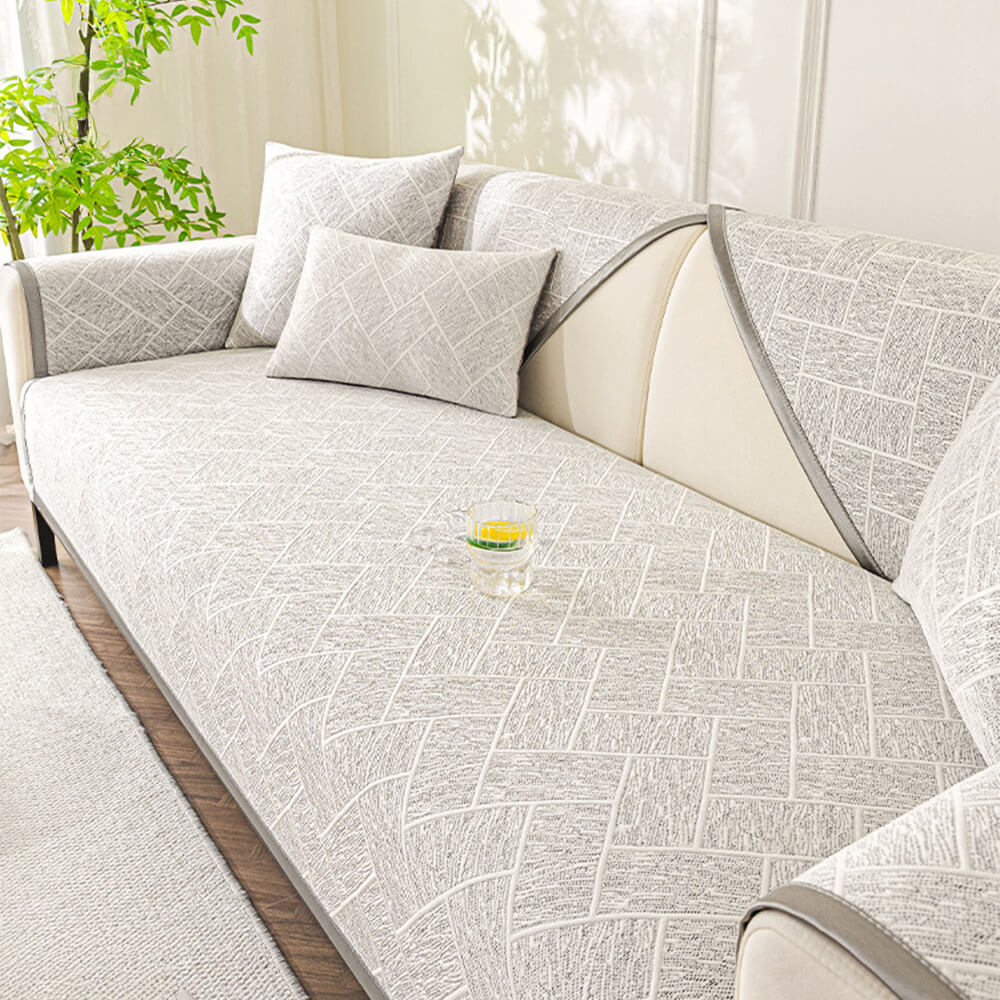 Cooling Iced Bean Geometric Pattern Non-Slip Couch Cover