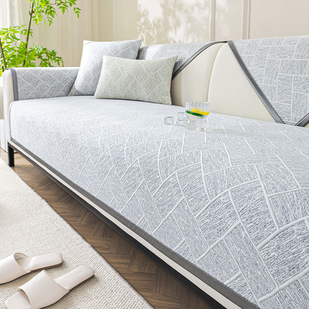 Cooling Iced Bean Geometric Pattern Non-Slip Couch Cover