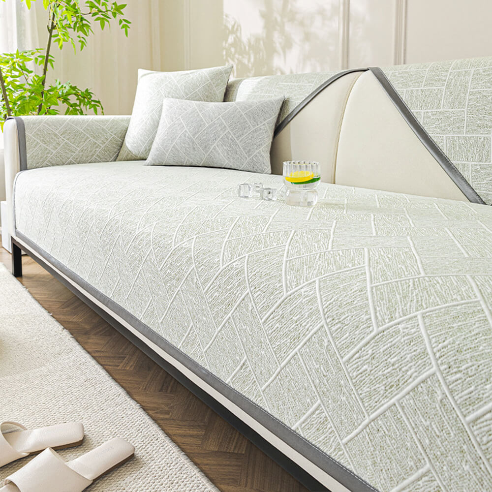 Cooling Iced Bean Geometric Pattern Non-Slip Couch Cover