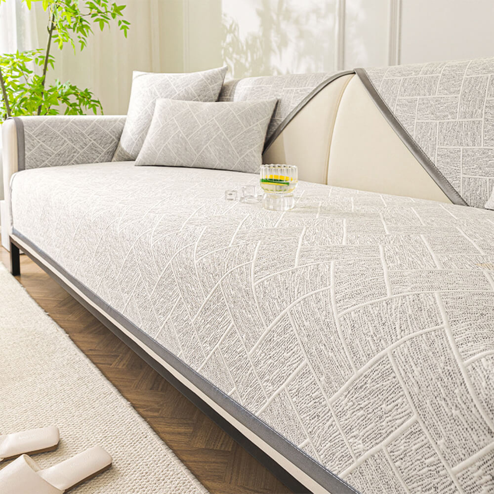 Cooling Iced Bean Geometric Pattern Non-Slip Couch Cover