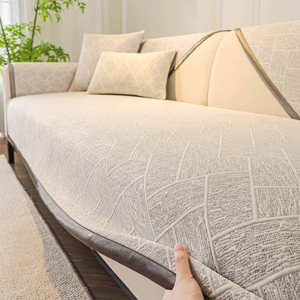Cooling Iced Bean Geometric Pattern Non-Slip Couch Cover